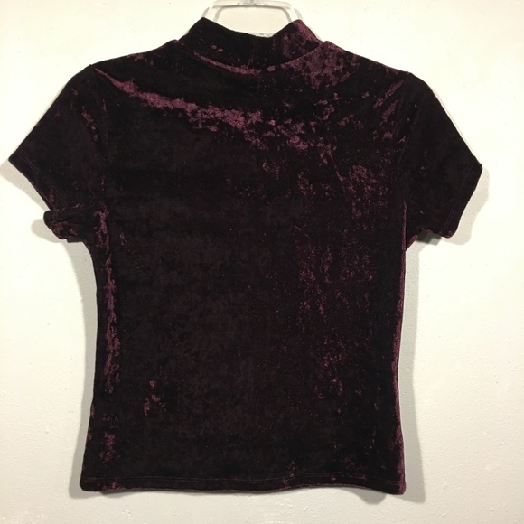 FOREVER 21 Burgundy Crushed Velvet Crop Top M - Picture 6 of 7